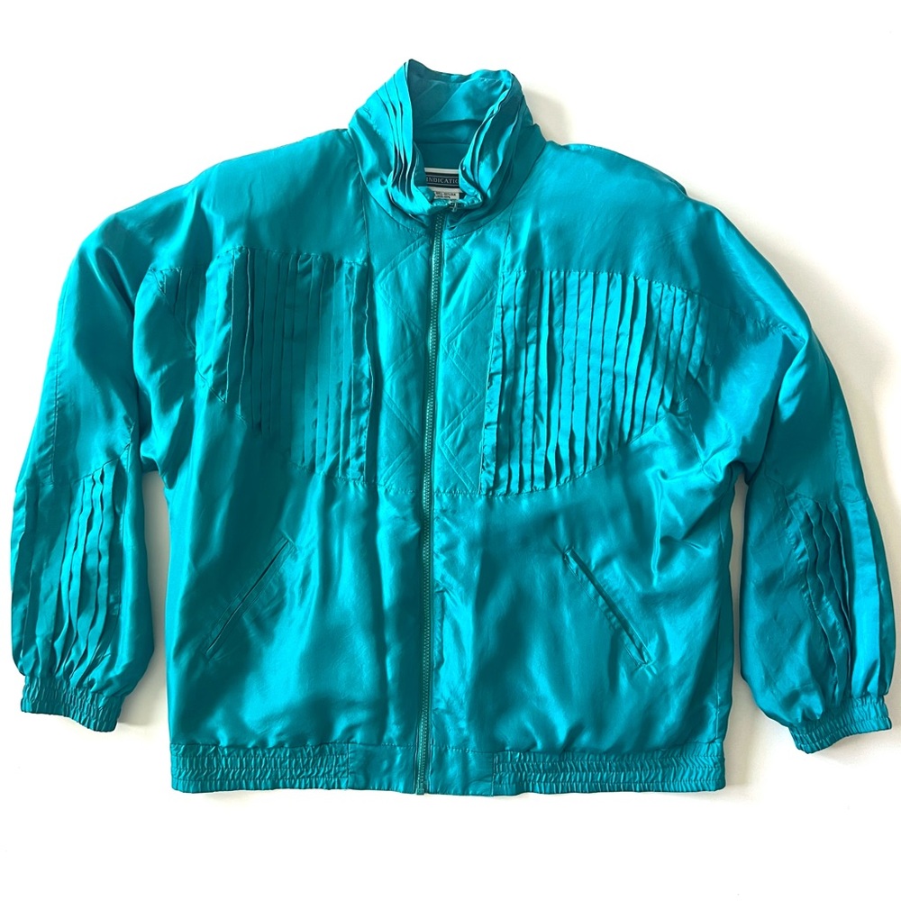 vintage 90s silk windbreaker jacket with pleated detailing